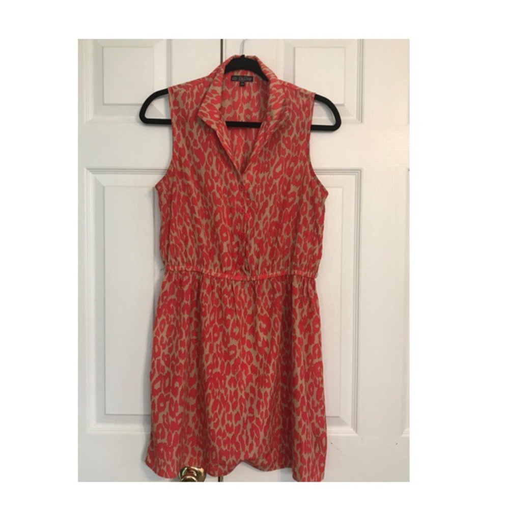 Sleeveless Collared Animal Print Dress